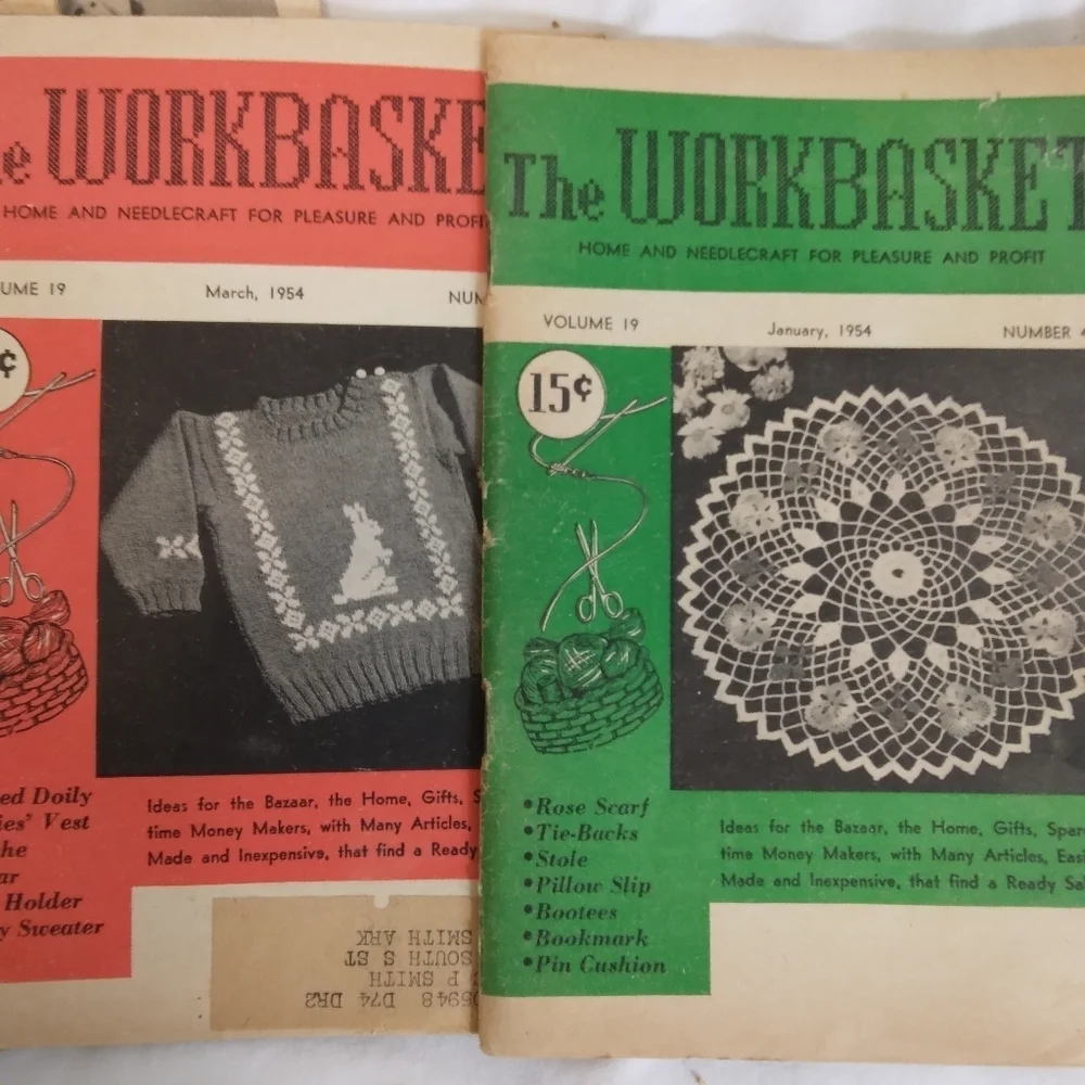 Vintage The Workbasket Magazine 1954 Patterns Recipes Ephemera Craft Crafting